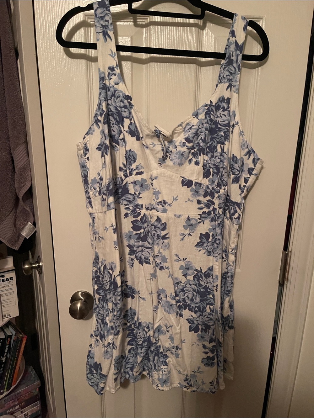 Old Navy White Dress with Blue Floral Print